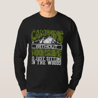 T-shirt Camping Amusant Sans Lune Est Assis Dans