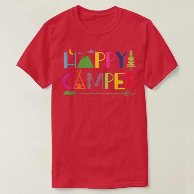 T-shirt Camping Arrow Happy Summer Camp Camping (Design devant)