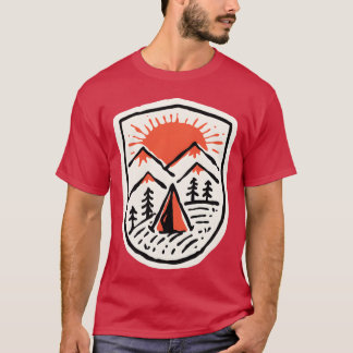T-shirt Camping au coucher du soleil garçon dessiné à la m