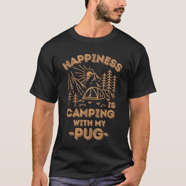 T-shirt Camping avec le cadeau pug (Devant)