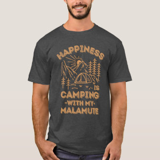 T-shirt Camping avec malamute rétro