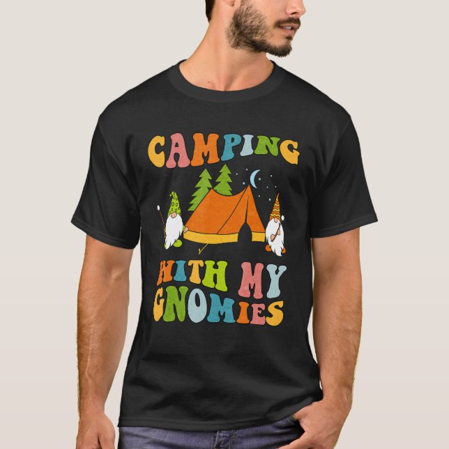 T-shirt Camping Avec Mes Gnomies Camping Gnome Feu de Camp (Devant)