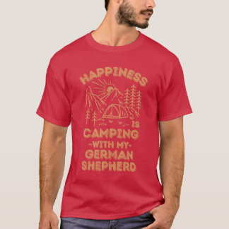 T-shirt Camping avec une famille de berger allemand