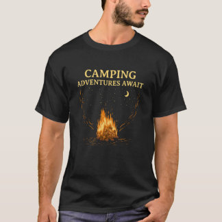 T-shirt Camping Aventures Await Camper Vacation Camp Trip