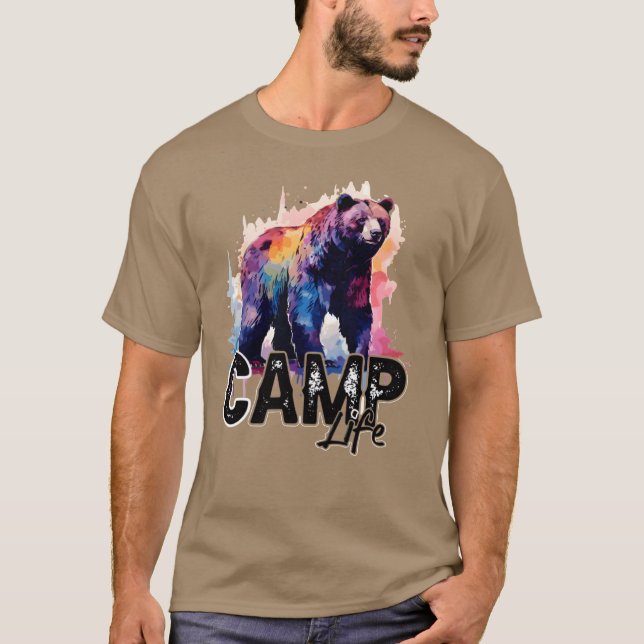 T-shirt Camping Bear Camp d'été Citation Camping Des garço (Devant)