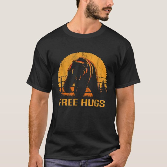 T-shirt Camping Bisous Gratuits Ours ami (Devant)