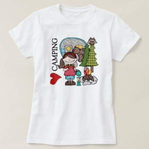 T-shirt Camping Brown d'amour de la fille I de cheveux