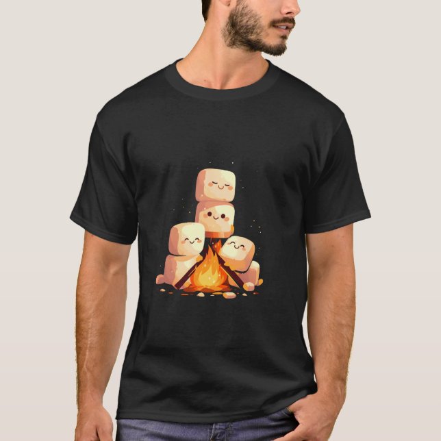 T-shirt Camping Camper Feu de Campagne Smores Marshmallow  (Devant)