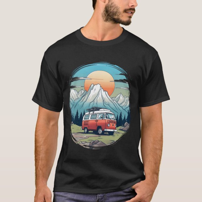 T-shirt Camping camper mountains nature sunrise gift gift (Devant)