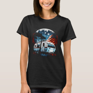 T-shirt Camping Caravan US Drapeau Graphique Tee - shirts