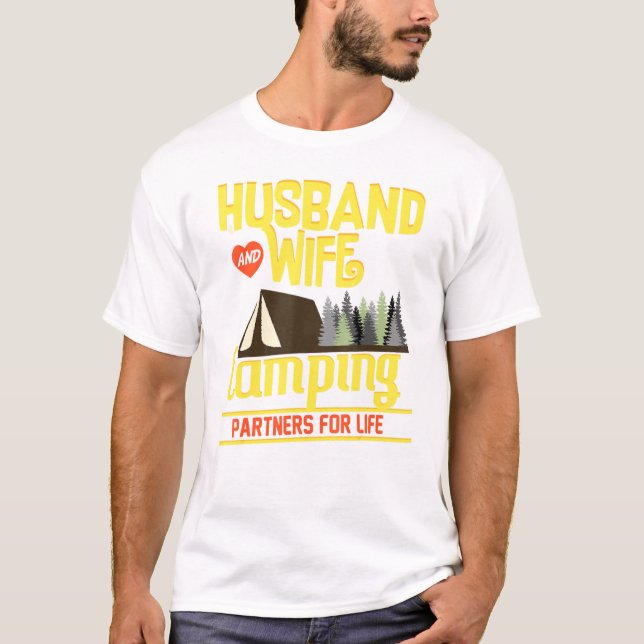 T-shirt Camping Classique Mari Et Femme (Devant)