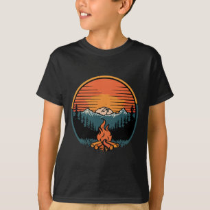 T-shirt Camping Coucher de soleil Feu de camp Rétro Camp C