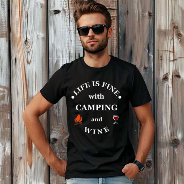 T-shirt Camping de fond et les paroles de vin (Créateur téléchargé)