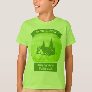 T-shirt Camping de tente verte adapté aux besoins des fami