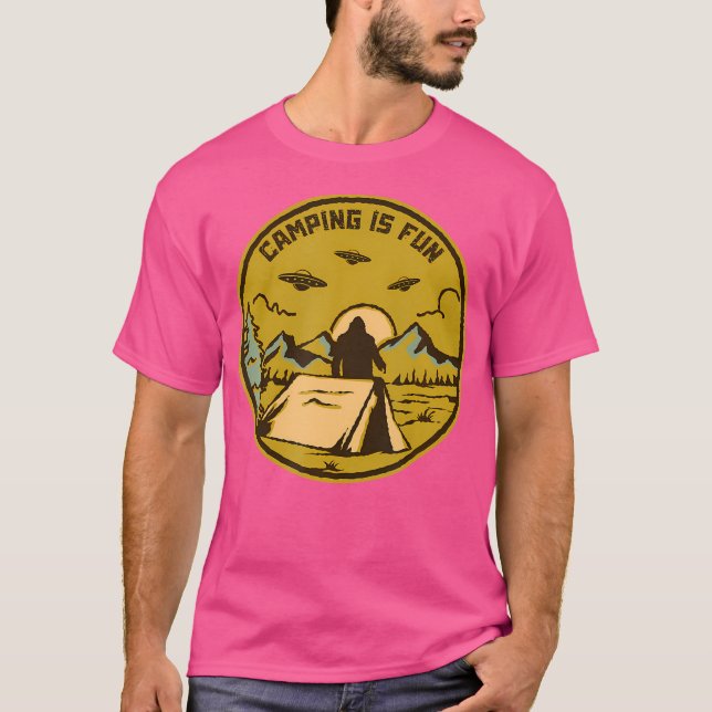 T-shirt Camping Est Amusant Ufo Bigfoot Funny Camping (Devant)