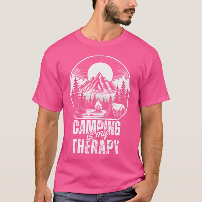 T-shirt Camping Est Ma Thérapie Drôle En Plein Air (Devant)