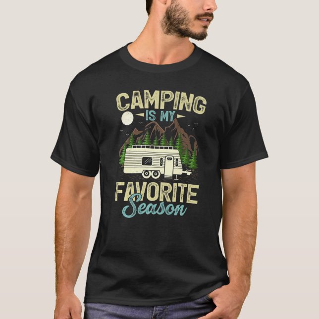 T-shirt Camping Est Mon Camper De Saison Préférée (Devant)