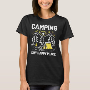 T-shirt Camping Est Mon Endroit Heureux Camping Extérieur