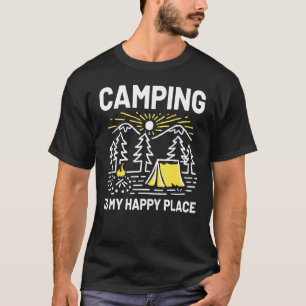 T-shirt Camping Est Mon Endroit Heureux Camping Extérieur