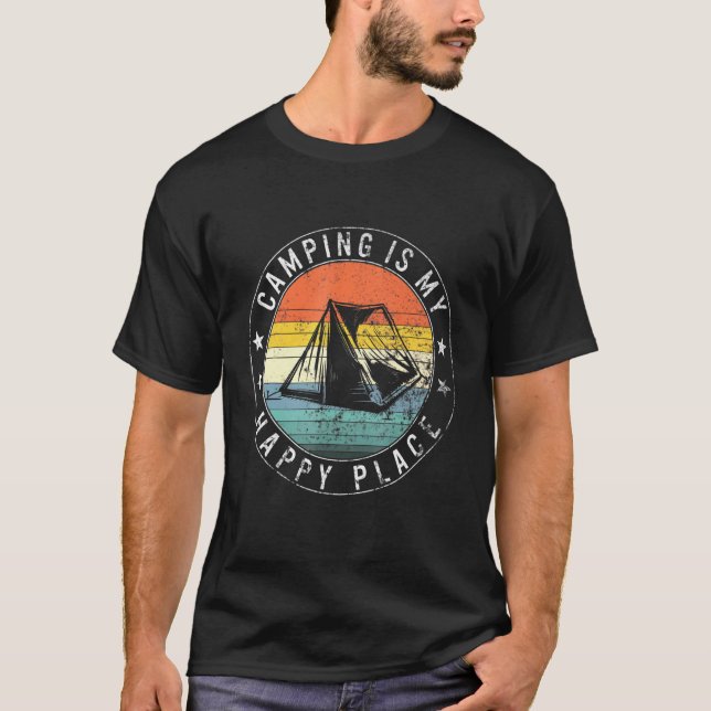 T-shirt Camping Est Mon Endroit Le Plus Heureux Copain De  (Devant)