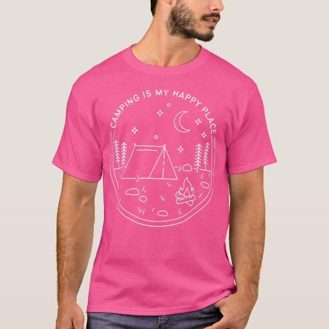 T-shirt Camping Est Mon Happy Place Hommes Campe Enfants H (Devant)