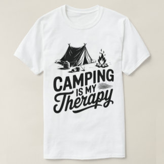 T-shirt Camping Est Mon Thérapie Tente Camping Graphic