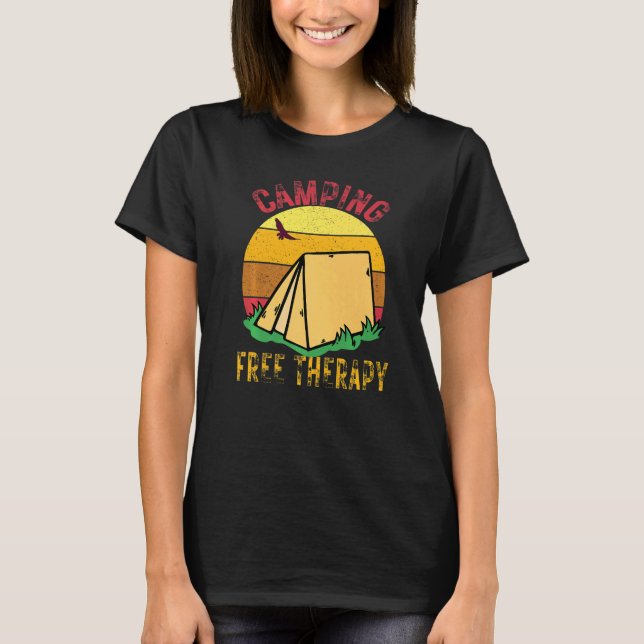 T-shirt Camping est Thérapie Gratuite Forêt sauvage Couche (Devant)