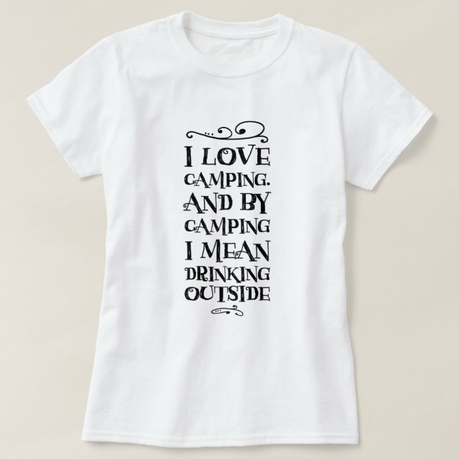 T-shirt camping et boisson (Design devant)