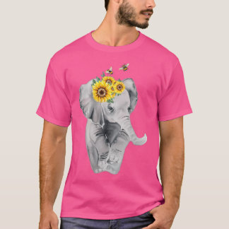 T-shirt Camping été Randonnée Tournesol Elephant Bumble Be