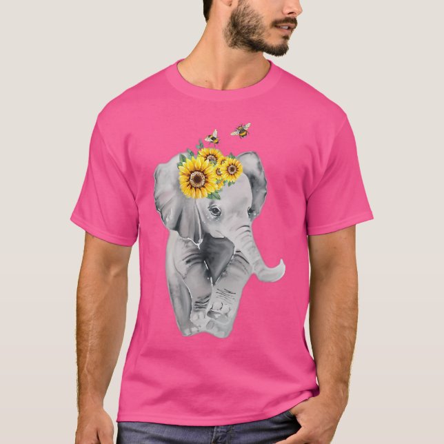 T-shirt Camping été Randonnée Tournesol Elephant Bumble Be (Devant)