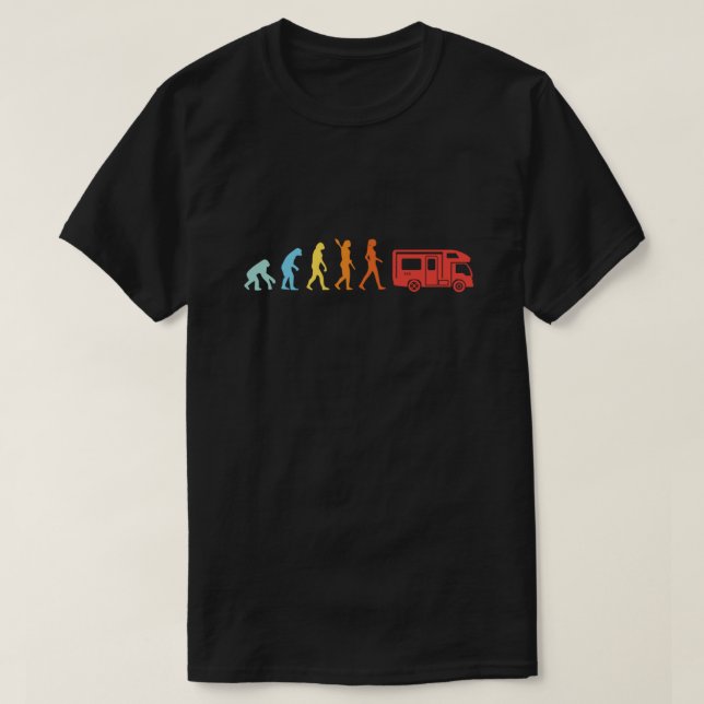 T-shirt Camping Évolution Camper Motorhome Campervan Retro (Design devant)