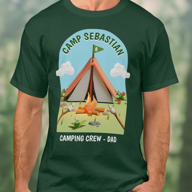T-shirt Camping extérieur Équipage de camping papa fête d' (Outdoor Campfire Camping Crew Dad Birthday Party T-Shirt)