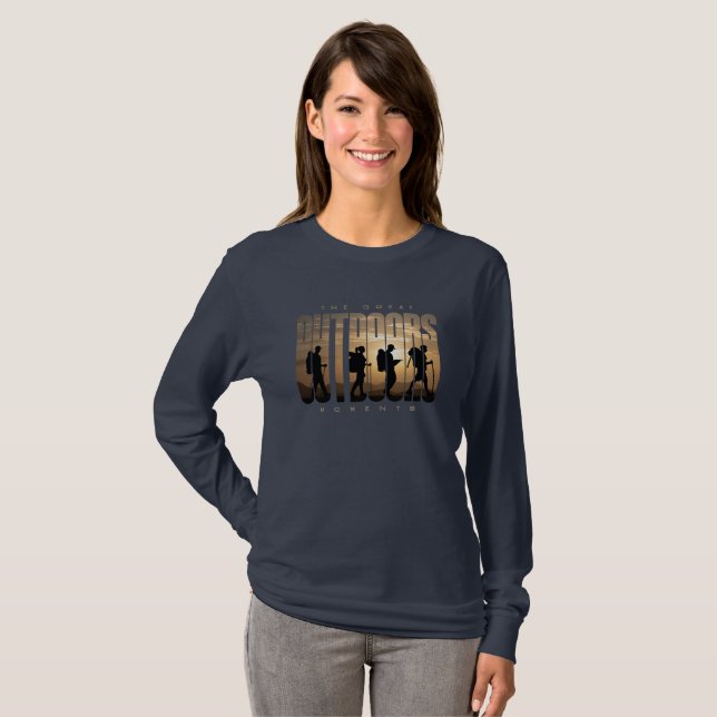 T-shirt Camping extérieur | Manche longue pour femmes (Devant entier)