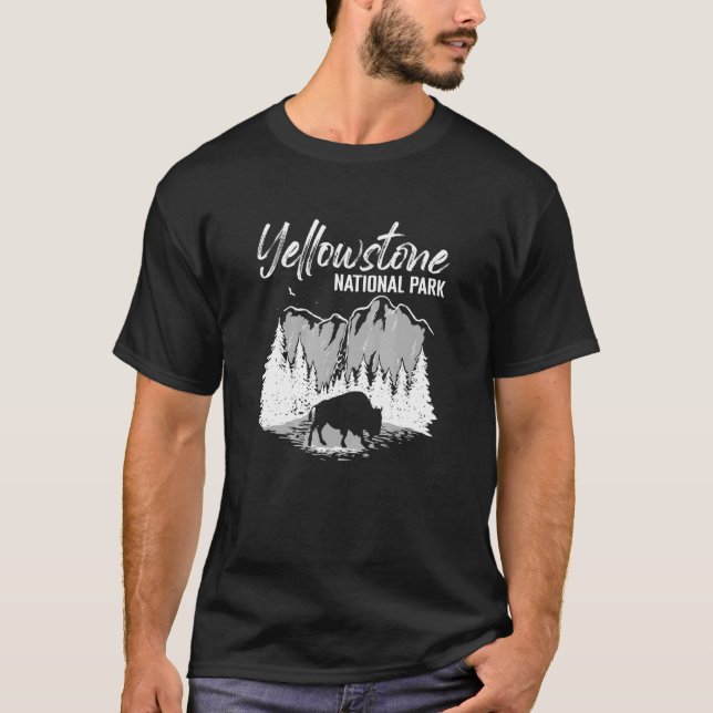 T-shirt Camping extérieur Mountain Buffalo Yellowstone Nat (Devant)