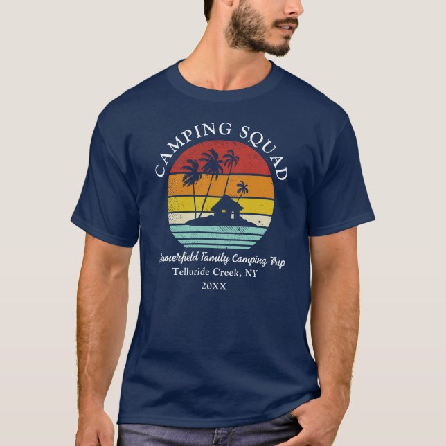 T-shirt Camping Famille Correspondant Papa Retro (Devant)
