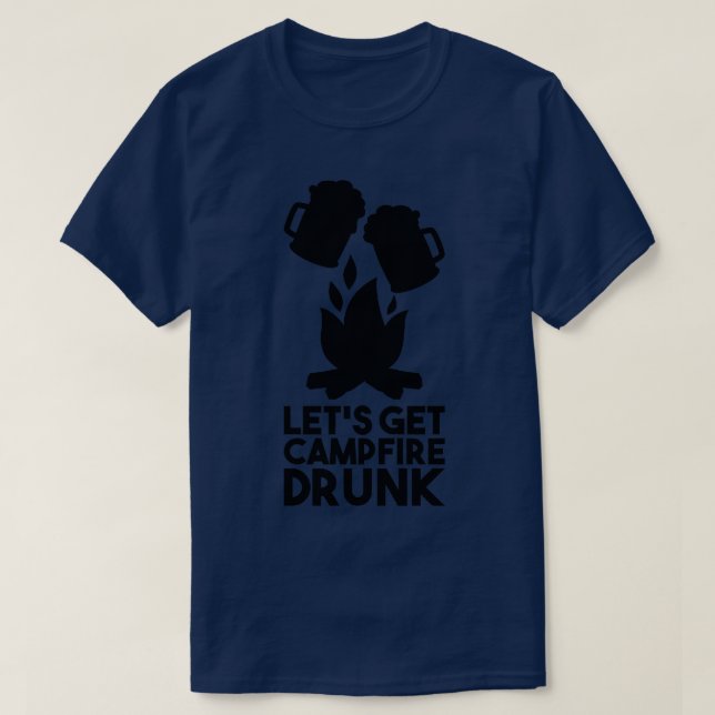 T-shirt Camping Feu de camp ivre (Design devant)