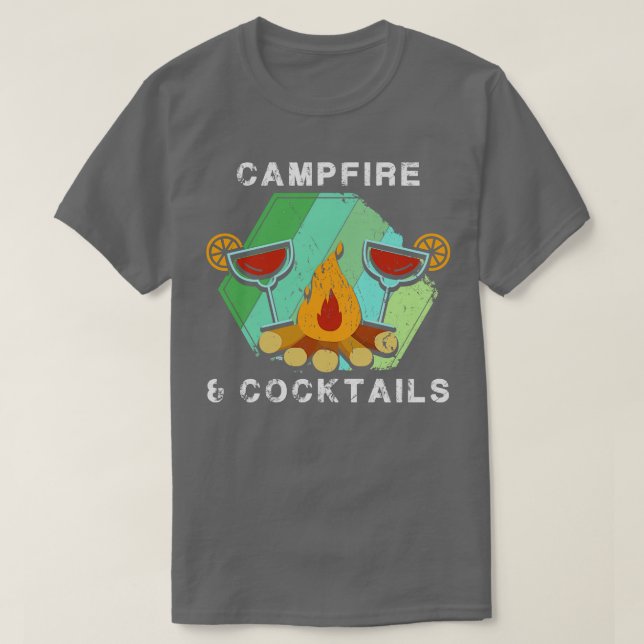T-shirt Camping feu et cocktails (Design devant)