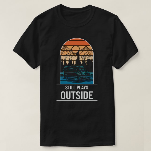 T-shirt camping feu montagnes wanderlust, randonnée (Design devant)