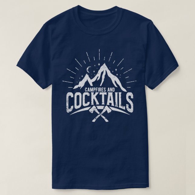 T-shirt Camping Feux de camping et cocktails 4 (Design devant)