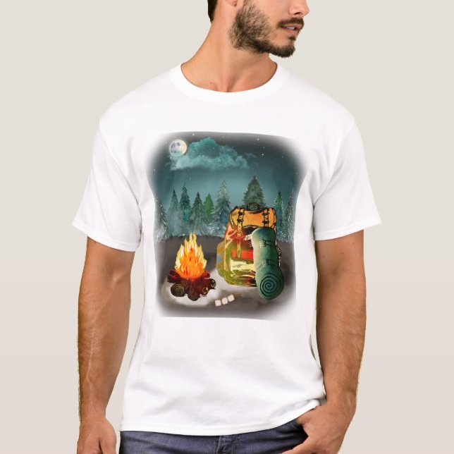T-shirt Camping Forest Night Adventure (Devant)