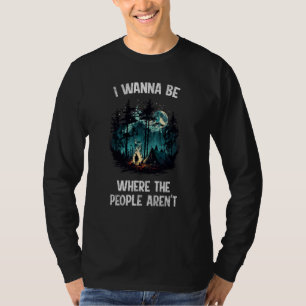 T-shirt Camping Forêt Homme par Feu Sac à Dos Tente Nature