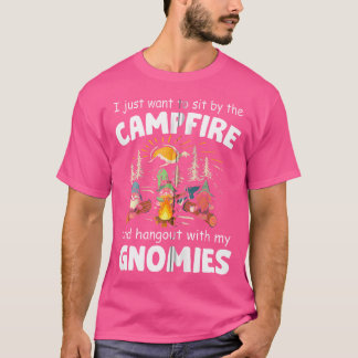 T-shirt Camping Funny Gnome Hangout With My Gnomies Campfi