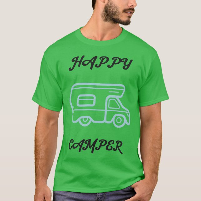 T-shirt Camping Happy Camper rétro (Devant)