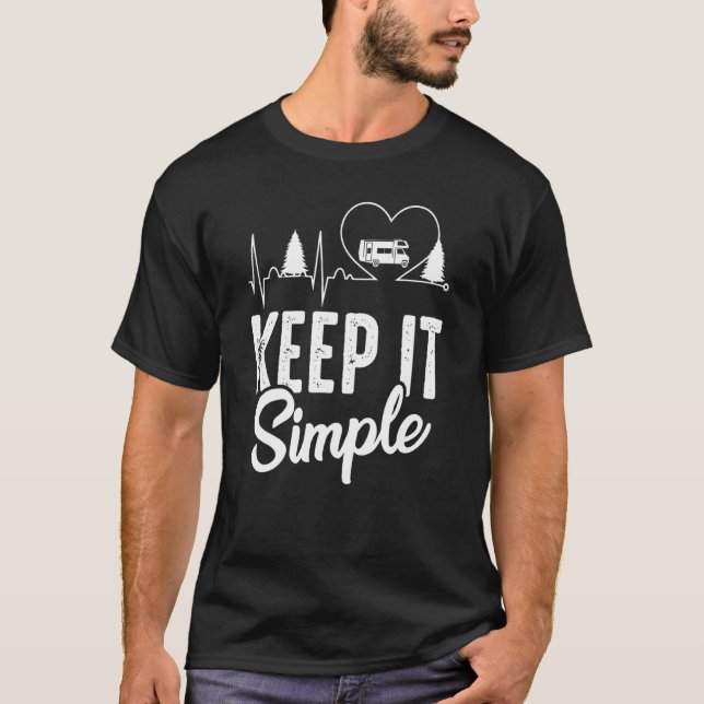 T-shirt Camping Heartbeat Keep It Simple Remorque Camionne (Devant)