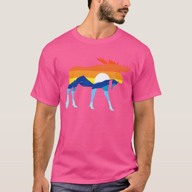 T-shirt Camping Hiking Retro Mountains Outrs Camp Moose gi (Devant)