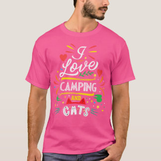 T-shirt Camping Hiking Venin I Love Camping And Cats