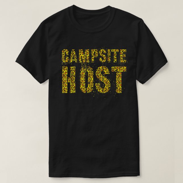 T-shirt CAMPING HÔTE Empreinte de léopard Conseiller d'été (Design devant)