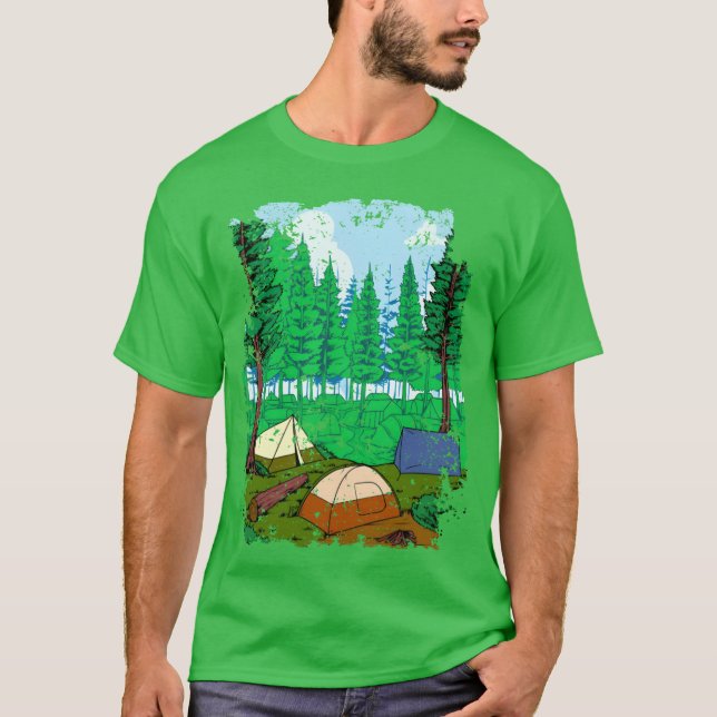 T-shirt Camping Inent et Camping fille en forêt (Devant)