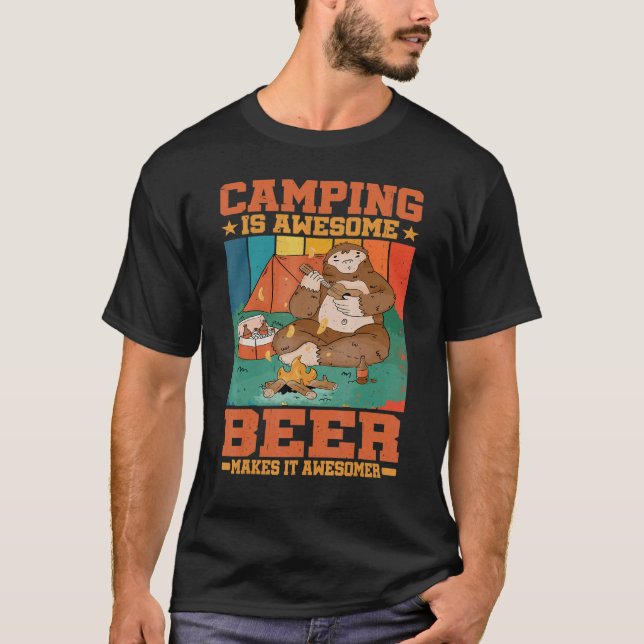 T-shirt Camping Is Awesome  Beer Makes It Awesomer   (Devant)