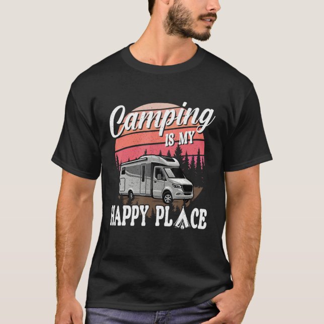 T-shirt Camping Is My Happy Place Camping Hiking (Devant)